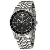 Emporio Armani Team Italia Chronograph Black Dial Silver Steel Strap Watch For Men - AR5983