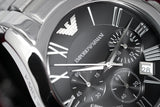 Emporio Armani Valente Chronograph Black Dial Silver Stainless Steel Watch For Men - AR0673