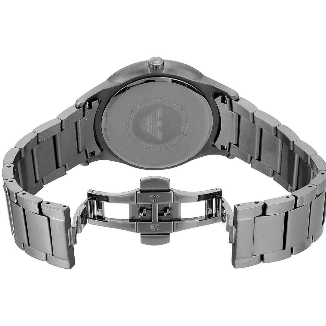 Emporio Armani Renato Quartz Beige Dial Grey Steel Strap Watch For Men - AR11183