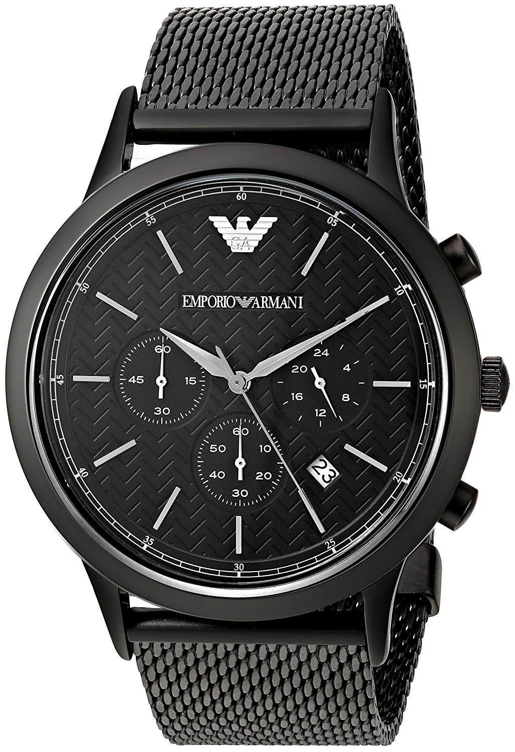 Emporio Armani Renato Chronograph Black Dial Black Mesh Bracelet Watch For Men - AR2498