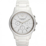 Emporio Armani Luigi Chronograph Ceramic White Dial White Ceramic Strap Watch For Men - AR1499