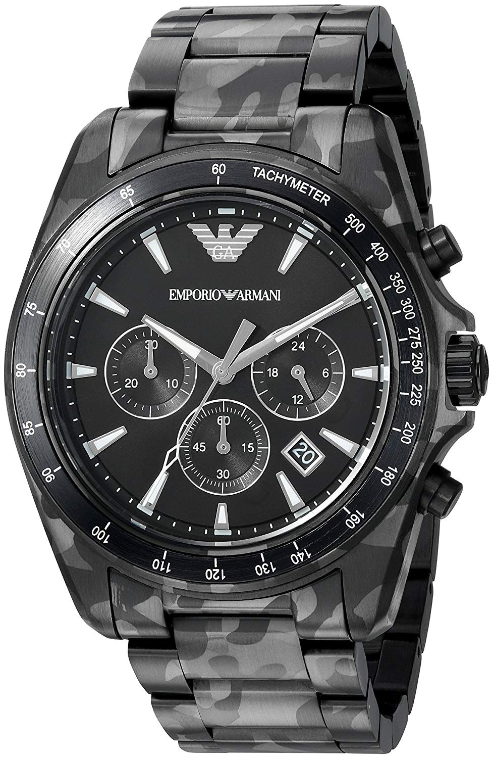 Emporio Armani Sportivo Quartz Black Dial Black Steel Strap Watch For Men - AR11027