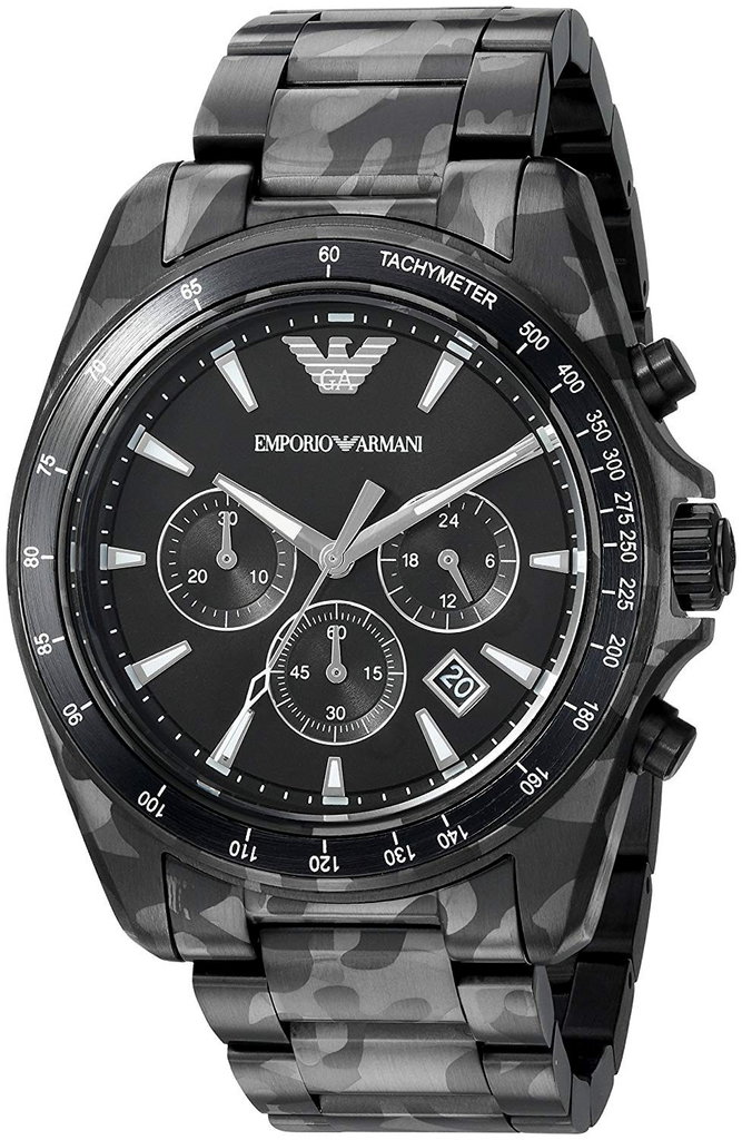 Emporio Armani Sportivo Quartz Black Dial Black Steel Strap Watch For Men - AR11027