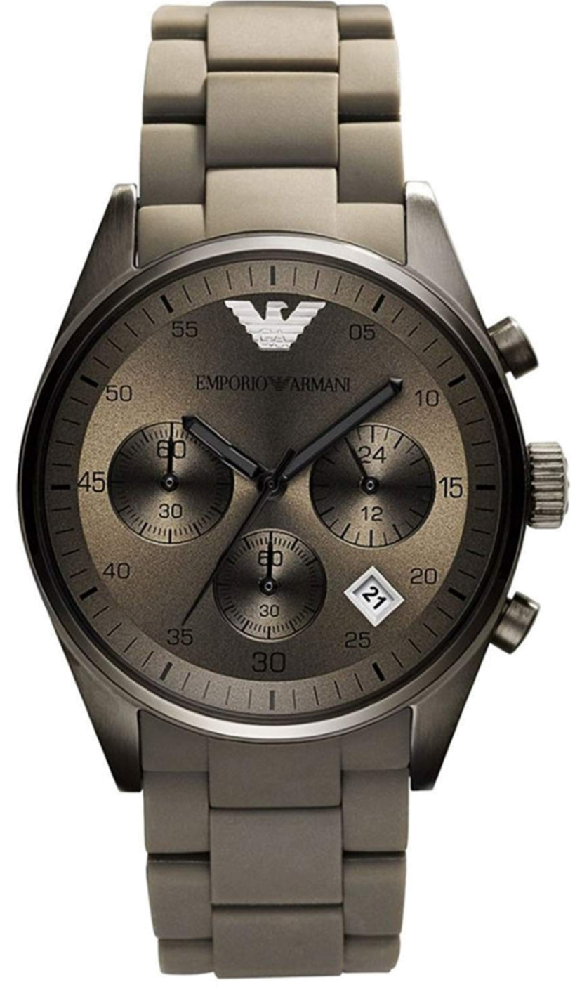 Emporio Armani Sportivo Chronograph Brown Dial Brown Steel Strap Watch For Men - AR5950