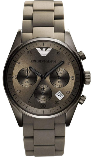 Emporio Armani Sportivo Chronograph Brown Dial Brown Steel Strap Watch For Men - AR5950
