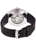 Emporio Armani Meccanico White Skeleton Dial Black Leather Strap Watch For Men - AR60003