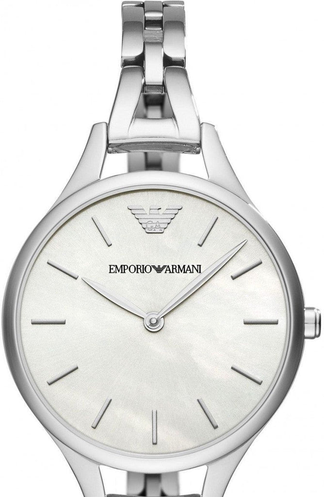 Emporio Armani Aurora Mother Of Pearl White Dial Silver Steel Strap Watch For Women - AR11054