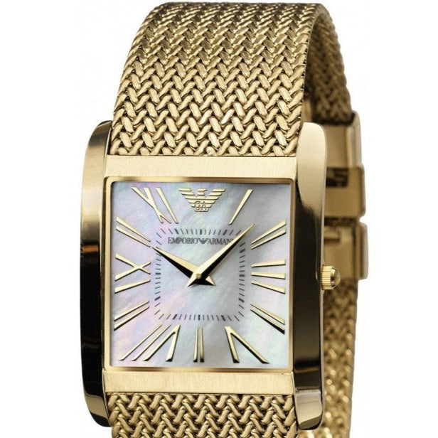 Emporio Armani Mother of Pearl Dial Gold Mesh Bracelet Watch For Men - AR2016