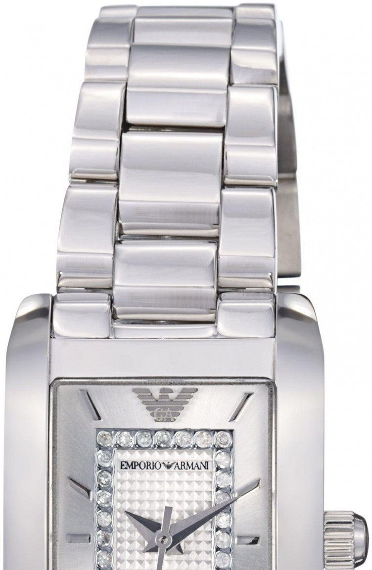 Emporio Armani Classic Diamonds Silver Dial Silver Steel Strap Watch For Women - AR3170