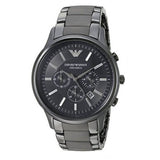 Emporio Armani Ceramica Chronograph Black Dial Black Steel Strap Watch For Men - AR1451