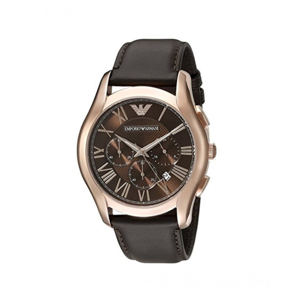 Emporio Armani Chronograph Brown Dial Brown Leather Strap Watch For Men - AR1701