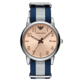 Emporio Armani Luigi Analog Beige Dial Two Tone NATO Strap Watch For Men - AR11212