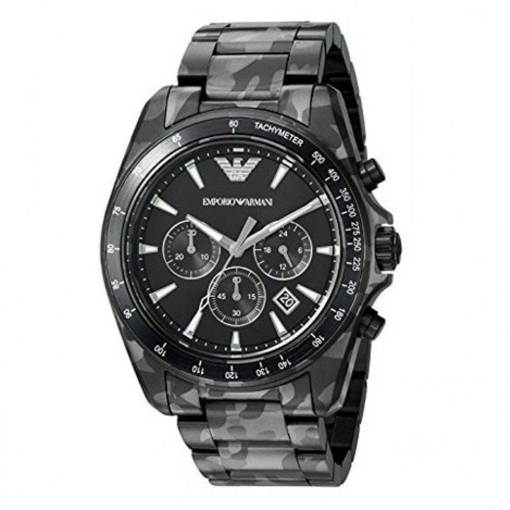 Emporio Armani Sportivo Quartz Black Dial Black Steel Strap Watch For Men - AR11027