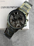 Emporio Armani Renato Chronograph Quartz Grey Dial Green Steel Strap  Watch For Men - AR11117