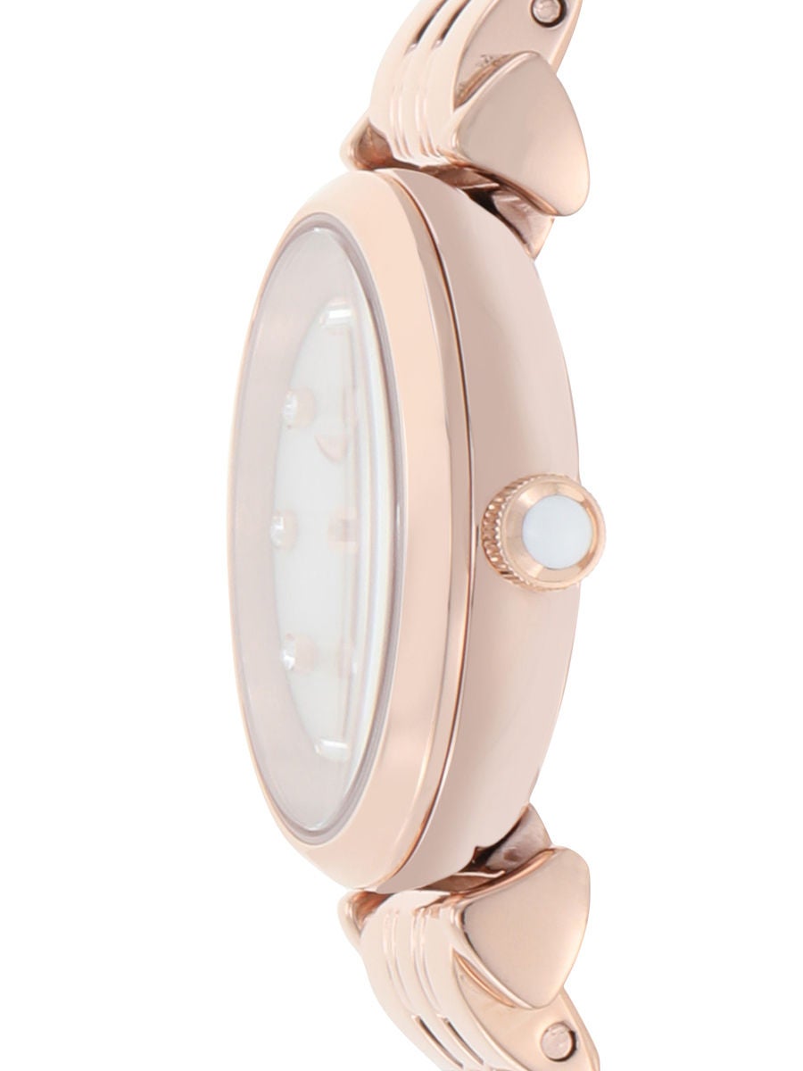 Emporio Armani Gianni T-Bar Mother of Pearl Dial Rose Gold Steel Strap Watch For Women - AR11203