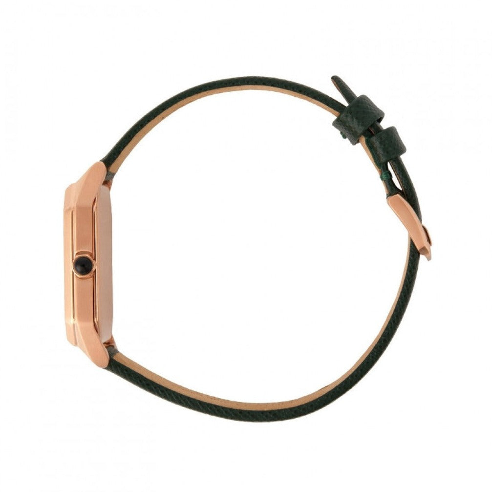 Emporio Armani Gioia Analog Black Mother of Pearl Dial Green Leather Strap Watch For Women - AR11149