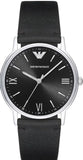 Emporio Armani Kappa Analog Quartz Black Dial Black Leather Strap Watch For Men - AR11013