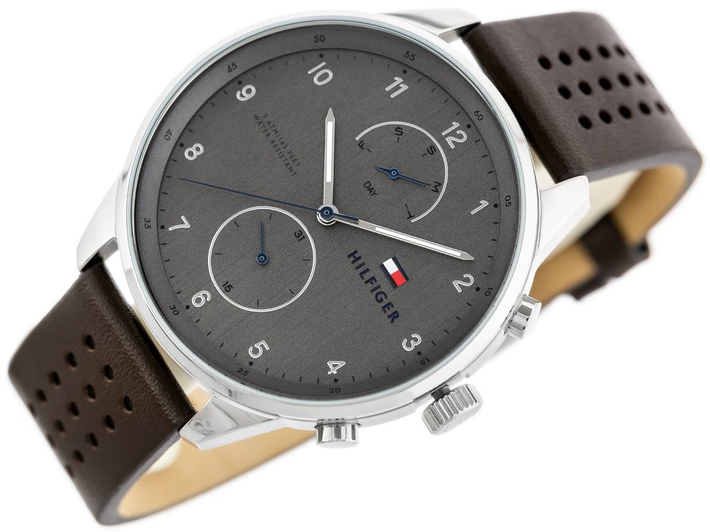 Tommy Hilfiger Chase Quartz Brown Dial Brown Leather Strap Watch for Men - 1791579