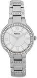 Fossil Virginia Silver Dial Silver Steel Strap Watch for Women - ES3282