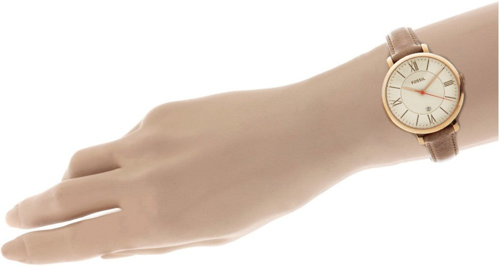 Fossil Jacqueline White Dial Brown Leather Strap Watch for Women - ES3487