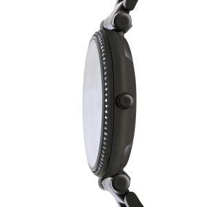 Fossil Carlie Black Dial Black Steel Strap Watch for Women - ES4488