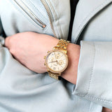 Fossil Neutra Chronograph Gold Dial Gold Steel Strap Watch for Women - ES5219