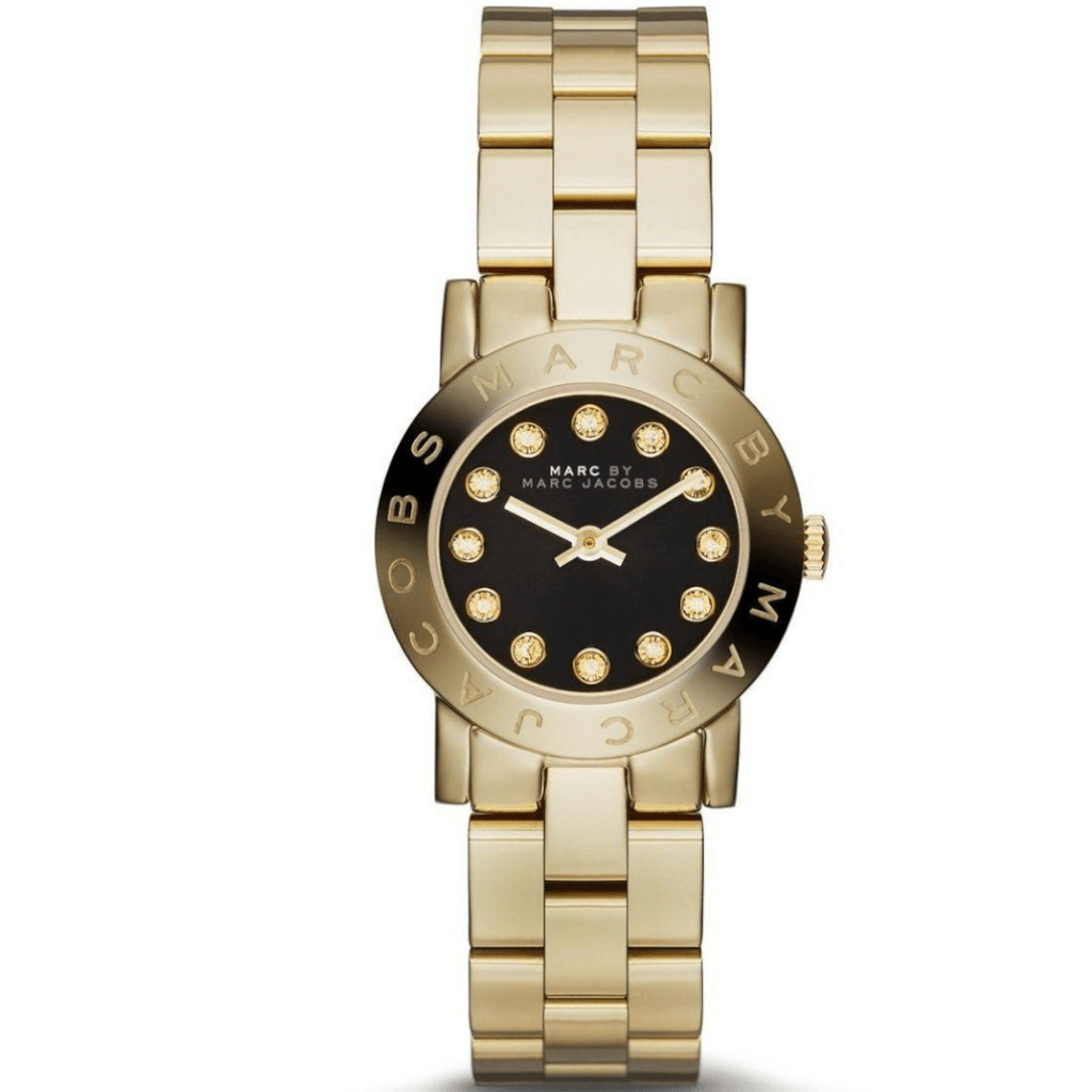 Marc Jacobs Amy Glitz Black Dial Gold Steel Strap Watch for Women - MBM3334