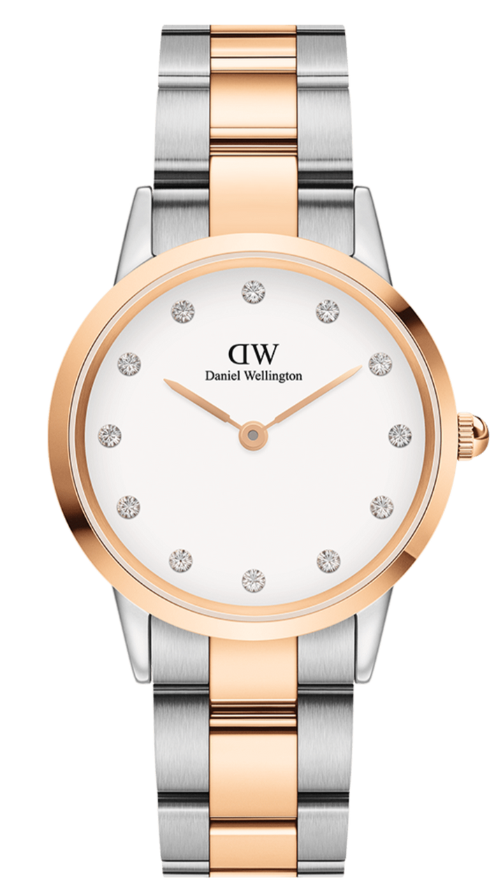 Daniel Wellington Iconic Link White Dial Two Tone Steel Strap Watch For Women - DW00100359