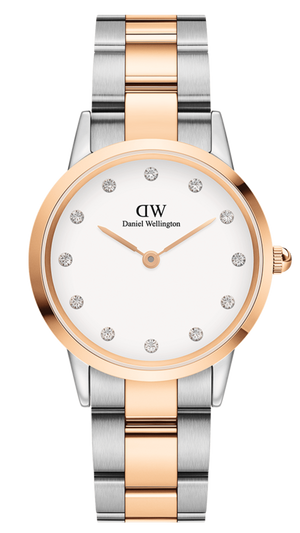 Daniel Wellington Iconic Link White Dial Two Tone Steel Strap Watch For Women - DW00100359