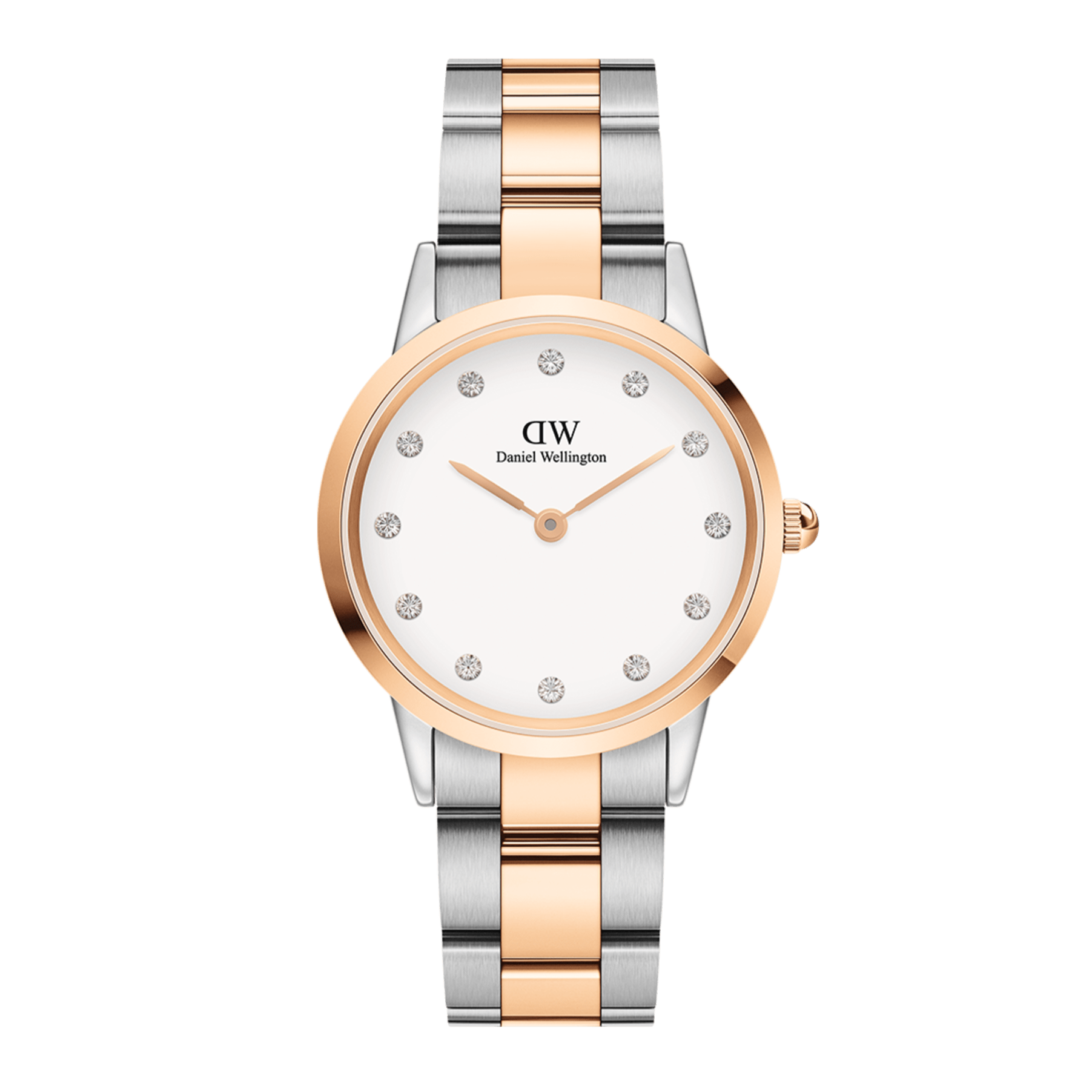 Daniel Wellington Iconic Link White Dial Two Tone Steel Strap Watch For Women - DW00100358