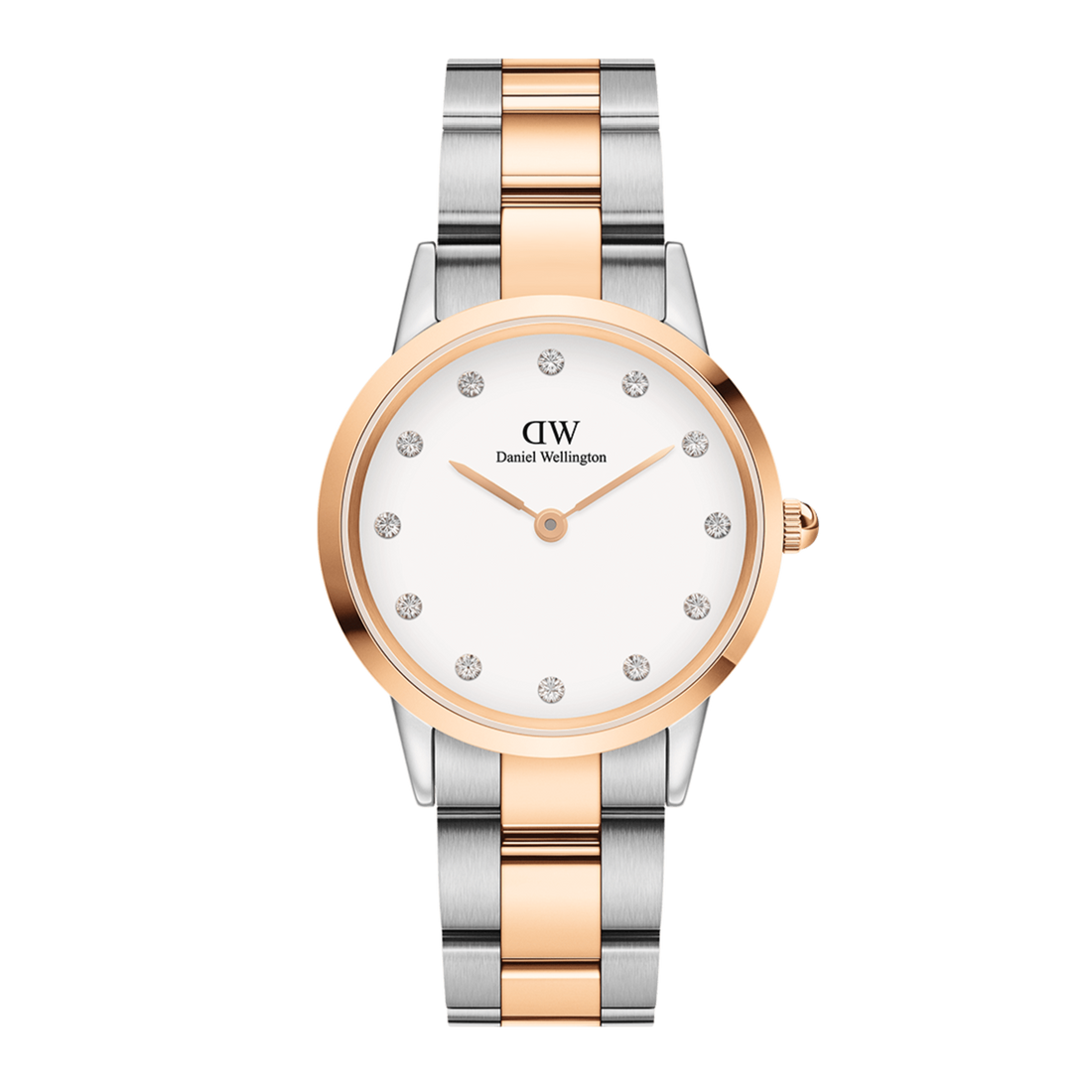 Daniel Wellington Iconic Link White Dial Two Tone Steel Strap Watch For Women - DW00100358