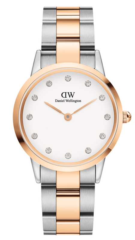 Daniel Wellington Iconic Link White Dial Two Tone Steel Strap Watch For Women - DW00100359