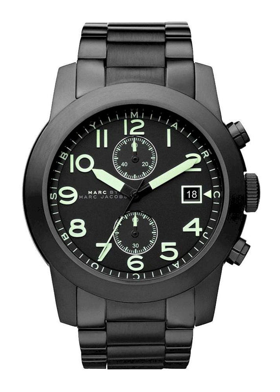 Marc Jacobs Larry Chronograph Black Dial Black Steel Strap Watch for Men - MBM5032