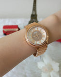 Guess Sassy Quartz White Dial Rose Gold Steel Strap Watch For Women - W0705L3