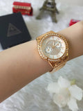 Guess Sassy Quartz White Dial Rose Gold Steel Strap Watch For Women - W0705L3
