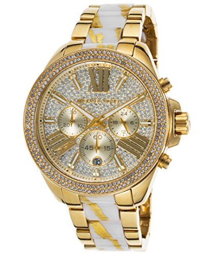 Michael Kors Wren Diamonds Gold  Dial Two Tone Steel Strap Watch for Women - MK6157