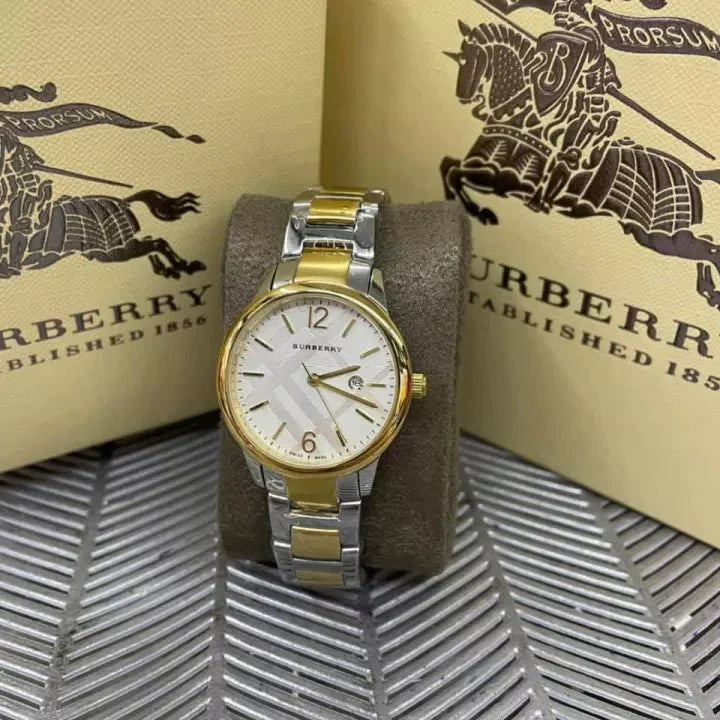 Burberry Heritage Silver Dial Two Tone Steel Strap Watch for Women - BU1857