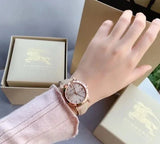 Burberry The City Beige Dial Beige Leather Strap Watch for Women - BU9207