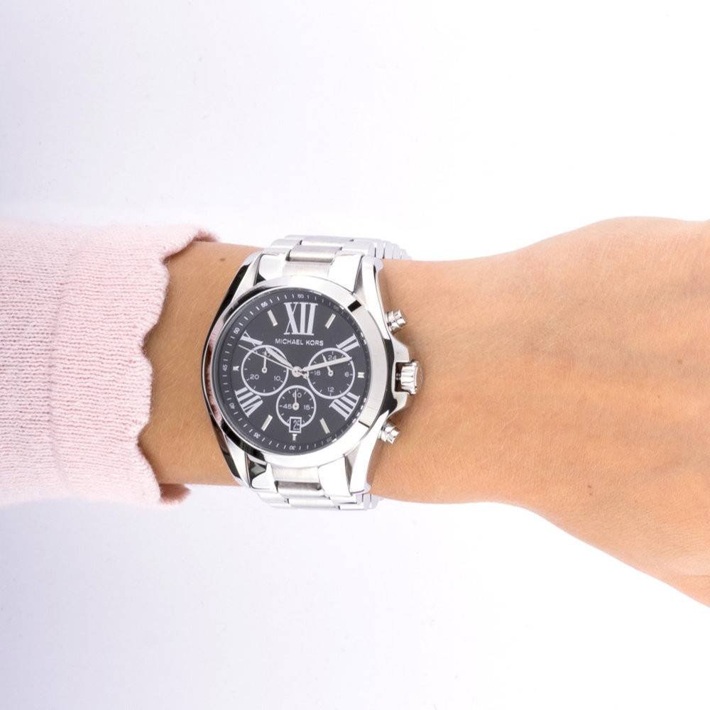 Michael Kors Bradshaw Black Dial Silver Steel Strap Watch for Men - MK5705