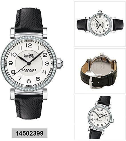 Coach Madison White Dial Black Leather Strap Watch for Women - 14502399