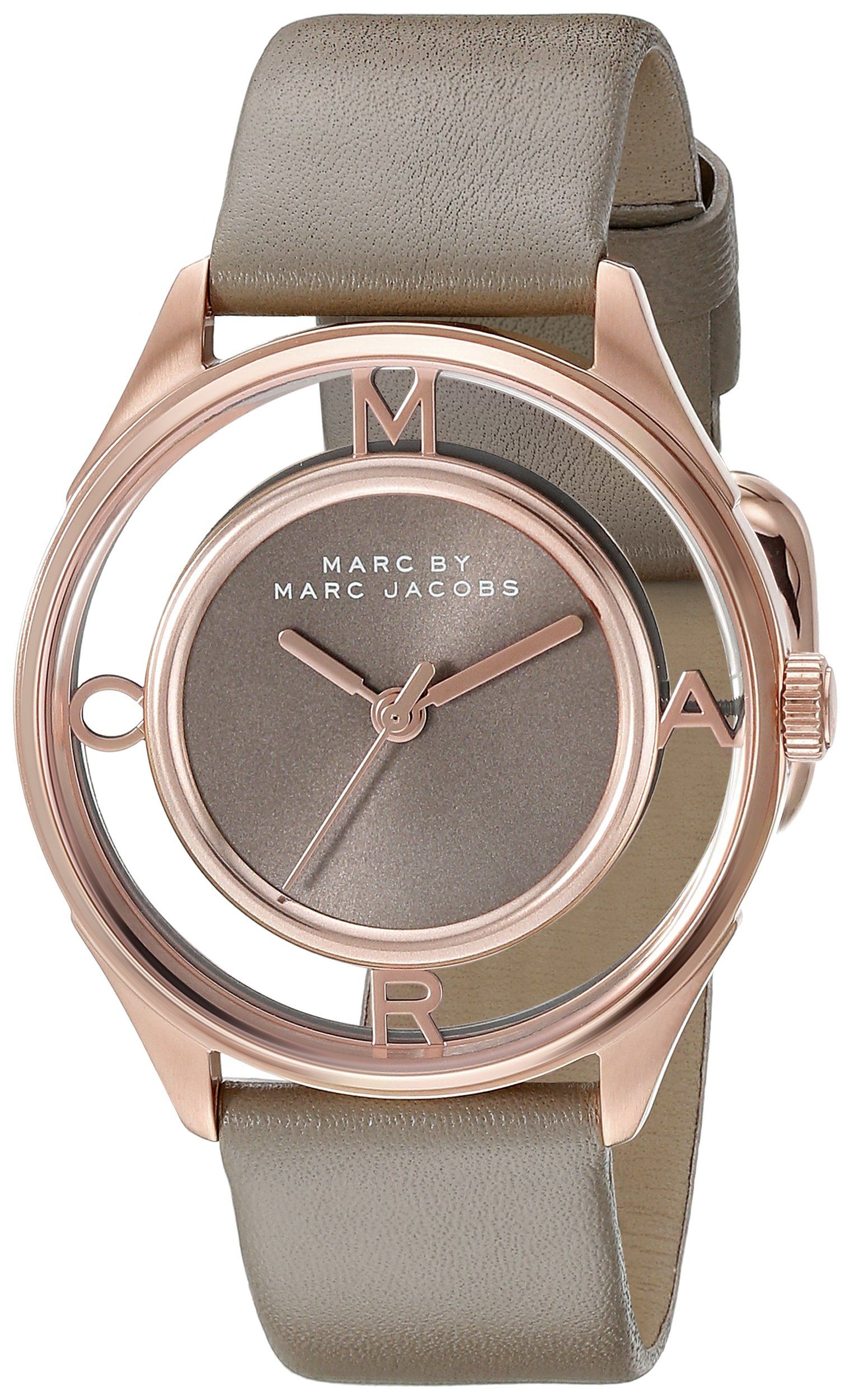 Marc Jacobs Tether Grey Dial Grey Leather Strap Watch for Women - MBM1375