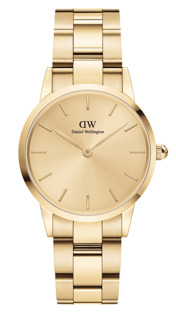 Daniel Wellington Iconic Link Unitone Gold Dial Gold Steel Strap Watch For Women - DW00100403