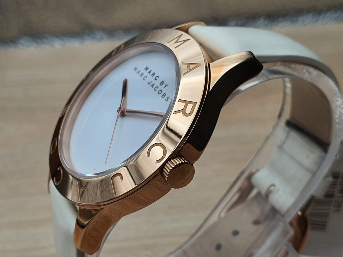 Marc Jacobs Blade White Dial White Leather Strap Watch for Women - MBM1201