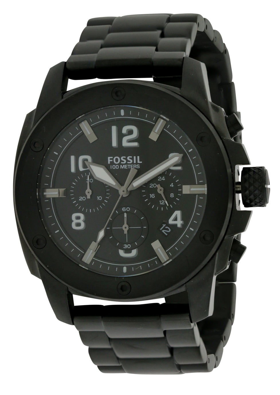 Fossil Machine Chronograph Black Dial Black Steel Strap Watch for Men - FS4927