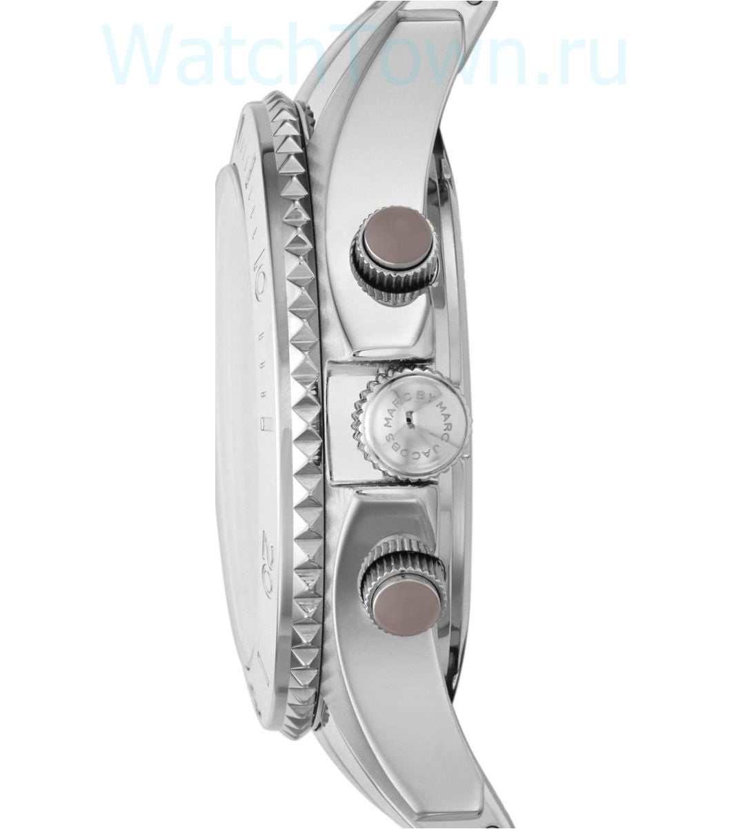 Marc Jacobs Rock Chronograph Mother of Pearl Grey Dial Silver Steel Strap Watch for Women - MBM3250