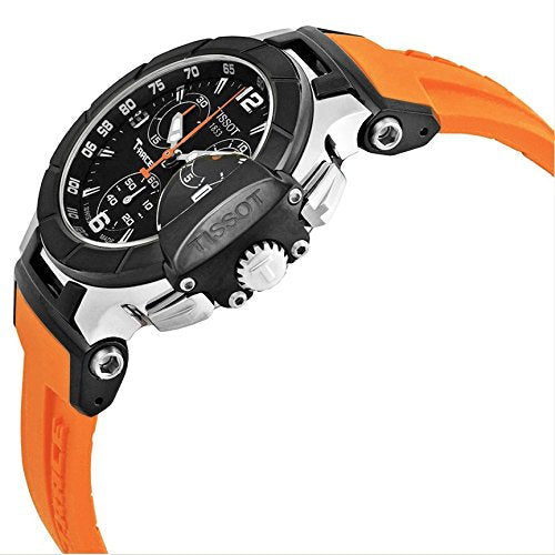 Tissot T Race Chronograph Black Dial Orange Rubber Strap Watch for Women - T048.217.27.057.00