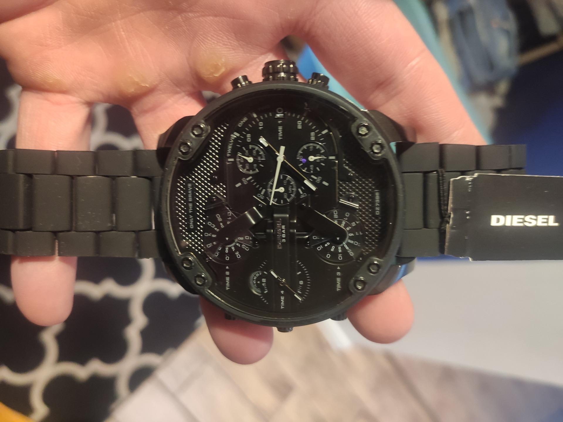 Diesel Mr Daddy 2.0 Chronograph Black Dial Black Steel Strap Watch For Men - DZ7396