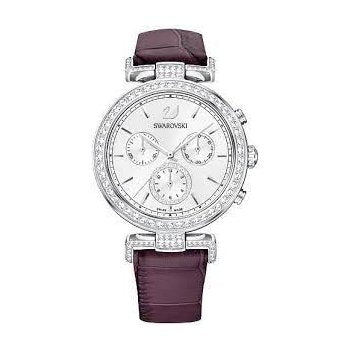 Swarovski Era Journey Chronograph Silver Dial Purple Leather Strap Watch for Women - 5296835