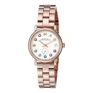 Marc Jacobs Baker Dexter White Dial Rose Gold Steel Strap Watch for Women - MBM3443