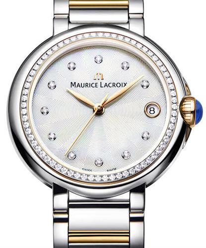 Maurice Lacroix Fiaba Date Diamonds White Mother of Pearl Dial Two Tone Steel Strap Watch for Women - FA1007-PVP23-170-1
